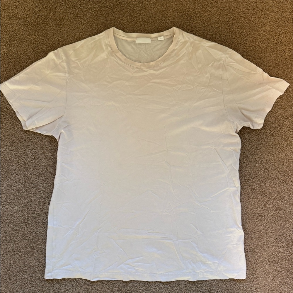 HANDVAERK Taupe Men's Pima Cotton Crewneck T-Shirt sz Large